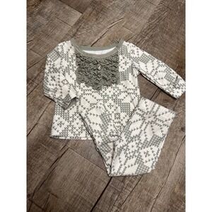 SweetHoney Baby Girls Sage Green Heart Ruffle Pajama Set 6M Long Sleeve Pants